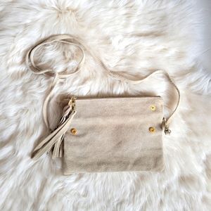 Suede Foldover Crossbody Purse Cluch